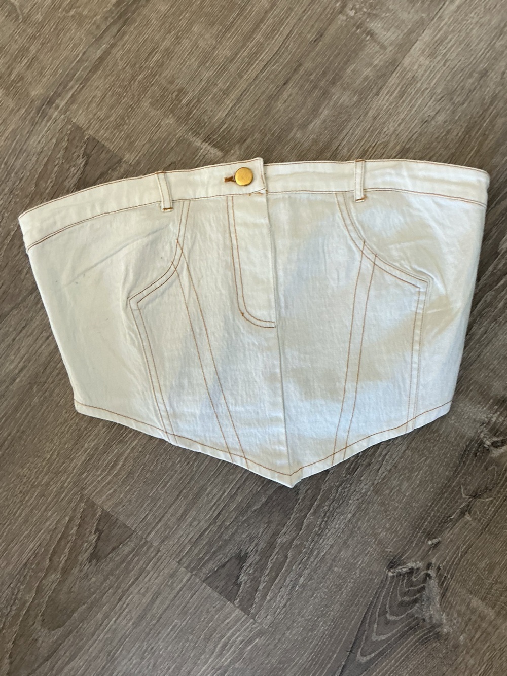 NWT La Armario Off White Denim Bustier Top